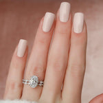 Load image into Gallery viewer, 2.00 CT Oval Moissanite Engagement Ring Set: Art Deco Bridal Halo, Matching Bands image 2