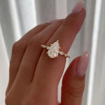 Load image into Gallery viewer, 2CT Pear Moissanite Engagement Ring Pear Solitaire Ring With Marquise and Round Accent Ring Pave Half Eternity Band Pear 14k Solid Gold Ring image 2