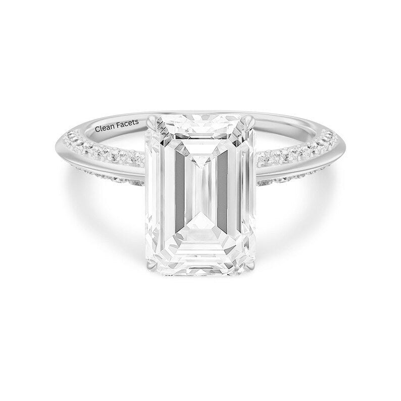Lab Grown Emerald Diamond Solitaire White Gold Engagement Ring for Proposals and Christmas Gifts