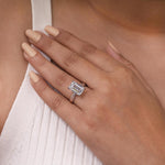 Load image into Gallery viewer, Emerald cut Diamond Engagement Ring in Solitaire Style on Knife Edge Band in 18k Solid Gold and Silver