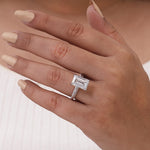 Load image into Gallery viewer, Lab Grown Emerald cut Diamond Solitaire Engagement Ring in 10K Solid White Gold &amp; 925 Silver