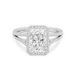 Load image into Gallery viewer, 10K Solid Gold Halo Engagement Ring for 2 CT Radiant cut Lab Grown Diamond