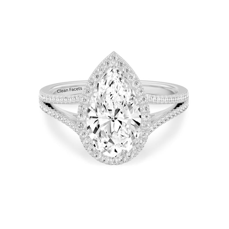 Pear Lab Grown Engagement Rings for her, also a thoughtful anniversary gift for wife