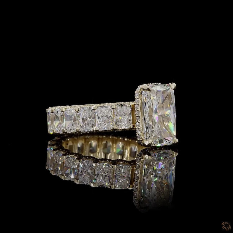 Radiant Cut Lab Diamond Engagement Ring | Gold,Platinum or Silver Prong Set image 3