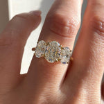Load image into Gallery viewer, Oval Three Stone Engagement Ring, Oval Cut Moissanite Ring, D-VVS1 Oval Trilogy Ring, Oval Wedding Ring for Women, Past-Present-Future Ring. image 1