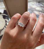 Load image into Gallery viewer, Oval Three Stone Engagement Ring, Oval Cut Moissanite Ring, D-VVS1 Oval Trilogy Ring, Oval Wedding Ring for Women, Past-Present-Future Ring. image 8