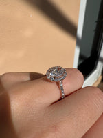 Load image into Gallery viewer, 2.50 Carat Oval Lab Grown Diamond Halo 14k Gold Engagement Ring | IGI Certified image 7