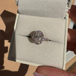Load image into Gallery viewer, 2.50 Carat Oval Lab Grown Diamond Halo 14k Gold Engagement Ring | IGI Certified image 2