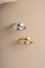 Load image into Gallery viewer, Sterling silver stackable ring and a gold spiral open ring