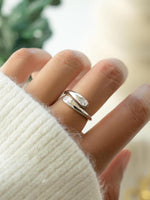 Load image into Gallery viewer, Sterling silver diamond ring on models hand