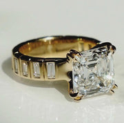 asscher cut engagement ring 14k gold