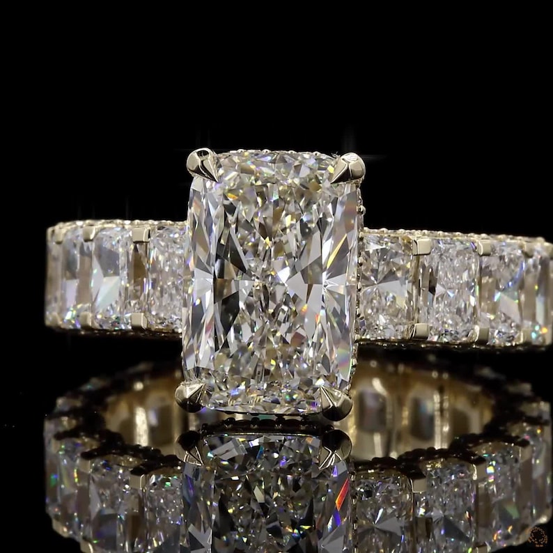 Radiant Cut Lab Diamond Engagement Ring | Gold,Platinum or Silver Prong Set image 1