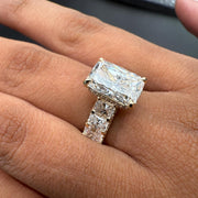 Radiant Cut Lab Diamond Engagement Ring | Gold,Platinum or Silver Prong Set image 4