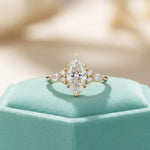Load image into Gallery viewer, Vintage Marquise Moissanite Engagement Ring, Delicate 14k Gold Diamond Wedding Ring image 1