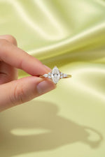 Load image into Gallery viewer, Vintage Marquise Moissanite Engagement Ring, Delicate 14k Gold Diamond Wedding Ring image 7