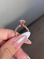 Load image into Gallery viewer, Marquise Moissanite Engagement Ring, Pave Set Band Marquise Ring, 14k Gold 3CT Marquise &amp; Round Accent Ring, 6-Prong Marquise Solitaire Ring image 8