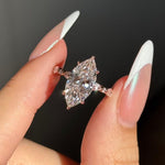 Load image into Gallery viewer, Marquise Moissanite Engagement Ring, Pave Set Band Marquise Ring, 14k Gold 3CT Marquise &amp; Round Accent Ring, 6-Prong Marquise Solitaire Ring image 1