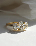 Load image into Gallery viewer, Oval Three Stone Engagement Ring, Oval Cut Moissanite Ring, D-VVS1 Oval Trilogy Ring, Oval Wedding Ring for Women, Past-Present-Future Ring. image 4