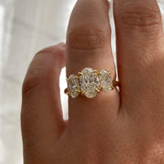 Oval Three Stone Engagement Ring, Oval Cut Moissanite Ring, D-VVS1 Oval Trilogy Ring, Oval Wedding Ring for Women, Past-Present-Future Ring. image 2