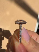 Load image into Gallery viewer, 2.50 Carat Oval Lab Grown Diamond Halo 14k Gold Engagement Ring | IGI Certified image 9