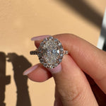Load image into Gallery viewer, 2.50 Carat Oval Lab Grown Diamond Halo 14k Gold Engagement Ring | IGI Certified image 1