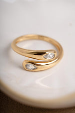 Load image into Gallery viewer, Gold dainty stacking ring on white surface