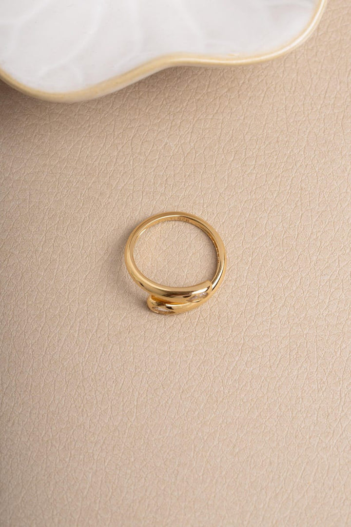 Gold dainty diamond stackable spiral ring