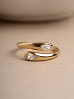 Load image into Gallery viewer, Gold dainty adjustable ring on beige background