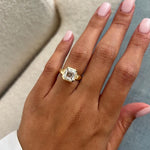 Load image into Gallery viewer, 3 Carat Asscher Cut Lab Grown Diamond Solitaire Ring in 14K Yellow Gold Thick Bezel Setting image 3