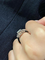 Load image into Gallery viewer, 3 Carat E Color VS1 Clarity IGI CERTIFIED Emerald Cut Lab Grown Diamond Engagement Ring 14k White Gold Ring, Side Baguettes Diamonds image 3