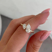 Pear Cut Moissanite Diamond Toi Et Moi Ring | Solid Gold Anniversary Ring image 2