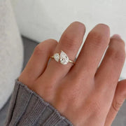 Pear Cut Moissanite Diamond Toi Et Moi Ring | Solid Gold Anniversary Ring image 1