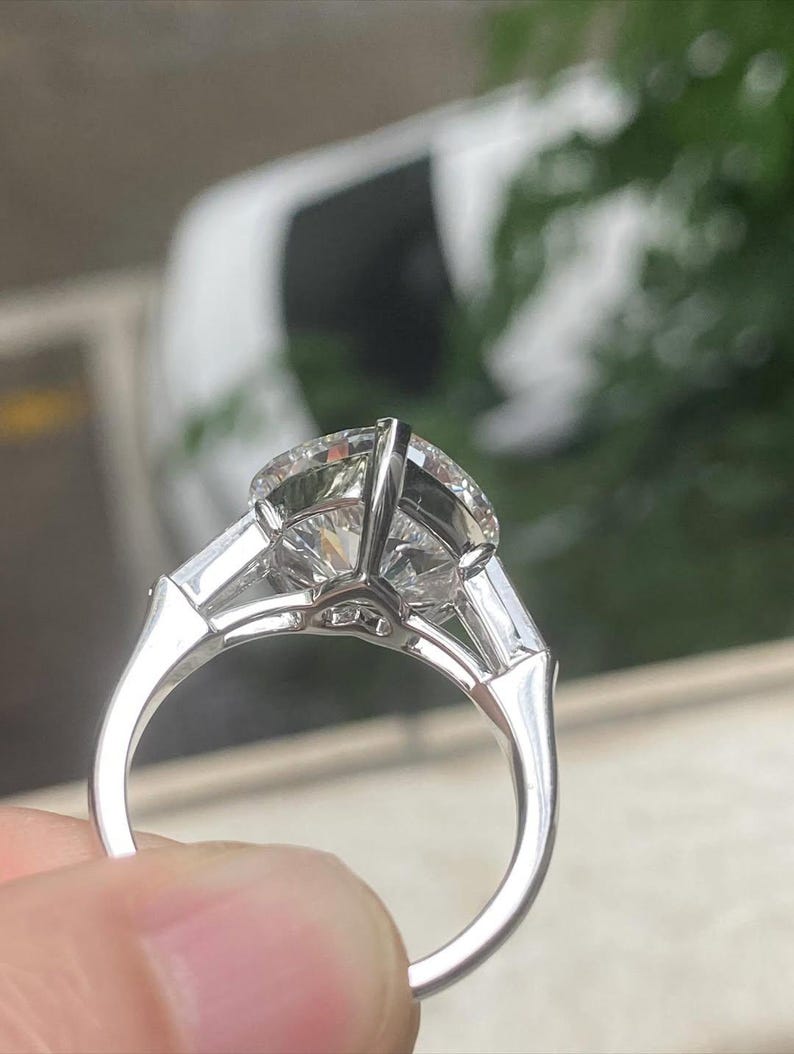 2 CT Heart Cut Lab Grown Diamond Engagement Ring – Sterling Silver Three Stone Ring image 3