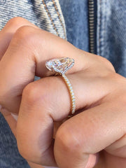 3.5 CT E Color VVS2 Clarity IGI Certified Cushion Cut Lab Grown Diamond Engagement Ring 14K Solid Gold Ring Unique Solitare Wedding Ring image 2