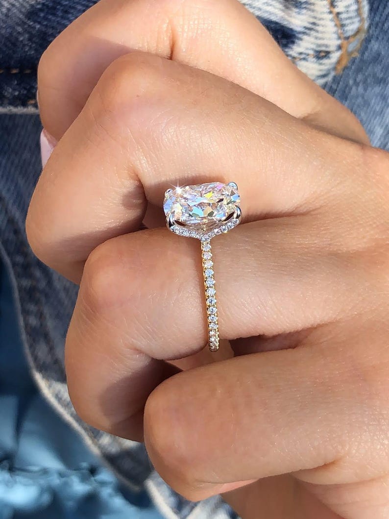 3.5 CT E Color VVS2 Clarity IGI Certified Cushion Cut Lab Grown Diamond Engagement Ring 14K Solid Gold Ring Unique Solitare Wedding Ring image 3