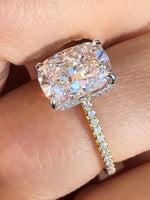 Load image into Gallery viewer, 3.5 CT E Color VVS2 Clarity IGI Certified Cushion Cut Lab Grown Diamond Engagement Ring 14K Solid Gold Ring Unique Solitare Wedding Ring image 4