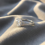 Load image into Gallery viewer, 2.20 CT Heart Moissanite Engagement Ring, Halo Pavé Cathedral Band, 14K White Gold Heart Shaped Wedding Ring, Love Heart diamond ring image 4