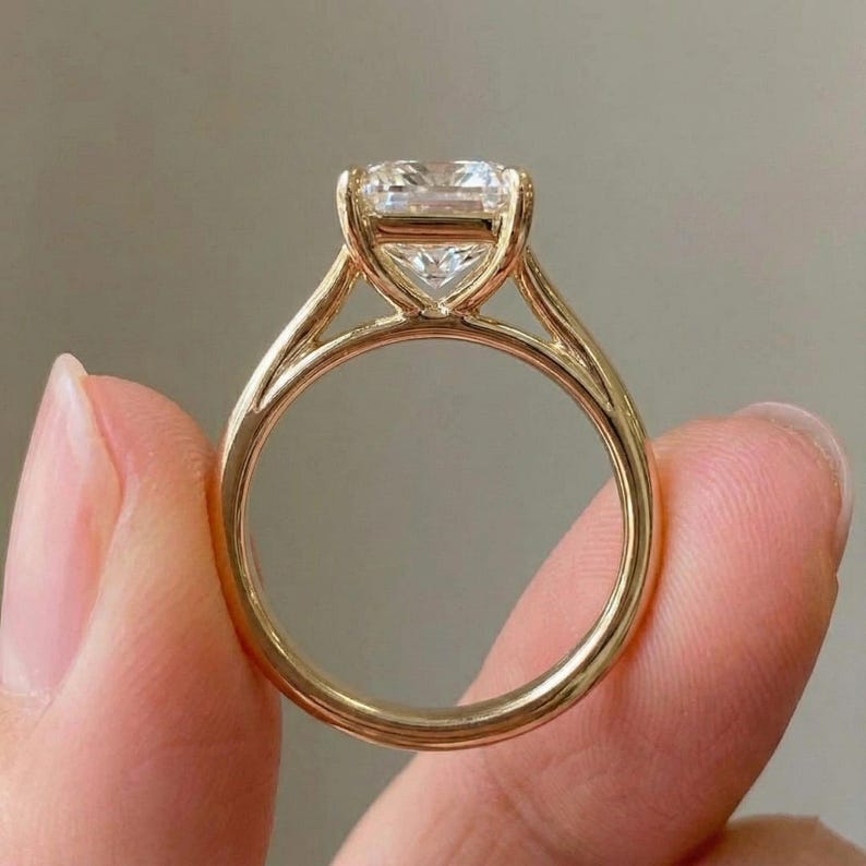 5 Carat E, VVS2 IGI Certified Radiant Cut Diamond Engagement Ring, Split band Ring, Anniversary bridal Wedding Gift For Her. image 5