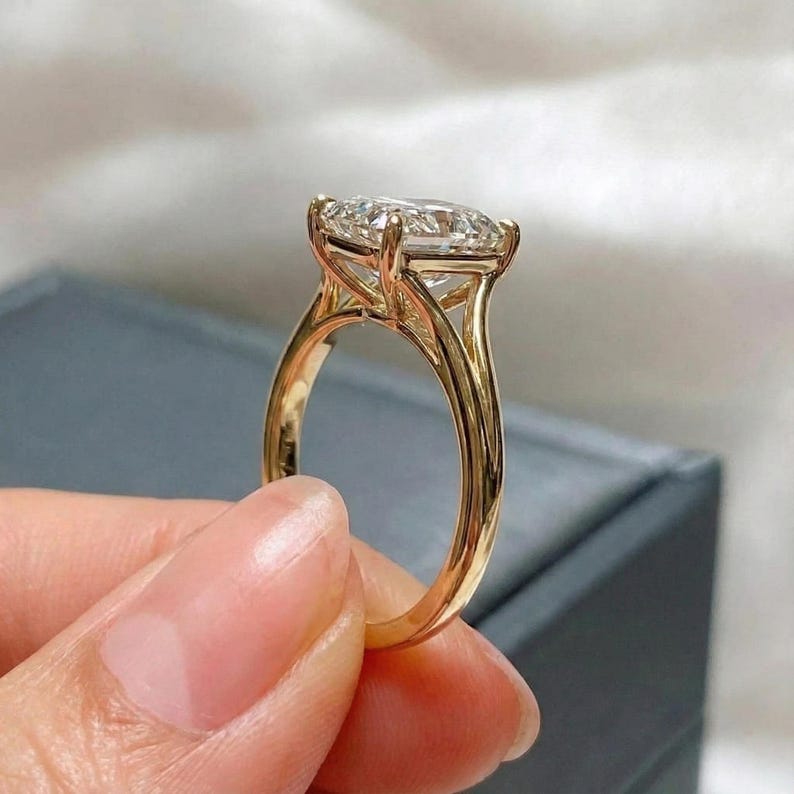 5 Carat E, VVS2 IGI Certified Radiant Cut Diamond Engagement Ring, Split band Ring, Anniversary bridal Wedding Gift For Her. image 3