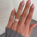 Load image into Gallery viewer, Pear Cut Moissanite Diamond Toi Et Moi Ring | Solid Gold Anniversary Ring image 6