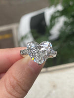 Load image into Gallery viewer, 2 CT Heart Cut Lab Grown Diamond Engagement Ring – Sterling Silver Three Stone Ring image 5