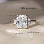 Radiant Cut Lab Created Diamond Three Stone Ring 1–3 CT IGI Certified Anniversary Wedding Ring for Her image 2