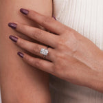 Load image into Gallery viewer, Radiant cut lab grown diamond solitaire engagement ring set in 4 claw prongs crafted in sterling silver.