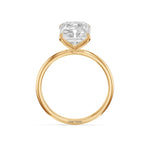 Load image into Gallery viewer, 18k yellow gold ring featuring radiant cut lab grown diamond set in 4 claw prongs.