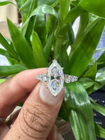 Load image into Gallery viewer, 5 Ct Marquise Diamond Engagement Ring for Women | Platinum Finish | Statement Bridal Ring | Marquise Diamond Ring image 3