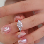 Load image into Gallery viewer, Cushion Cut Diamond Three Stone Engagement Ring 2.60 CTW IGI Certified, 14K Solid Gold Pavé Band Ring, Lab Grown Diamond Bridal Jewelry. image 3