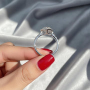 2.20 CT Heart Moissanite Engagement Ring, Halo Pavé Cathedral Band, 14K White Gold Heart Shaped Wedding Ring, Love Heart diamond ring image 2