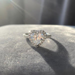 Load image into Gallery viewer, 2.20 CT Heart Moissanite Engagement Ring, Halo Pavé Cathedral Band, 14K White Gold Heart Shaped Wedding Ring, Love Heart diamond ring image 3