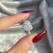 2.20 CT Heart Moissanite Engagement Ring, Halo Pavé Cathedral Band, 14K White Gold Heart Shaped Wedding Ring, Love Heart diamond ring image 1