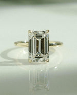Load image into Gallery viewer, 4CT Emerald Cut Tulip Set Moissanite Engagement Ring 14K Solid Yellow Gold Wedding Ring, Anniversary Ring For Women, Promise &amp; Proposal Ring image 5
